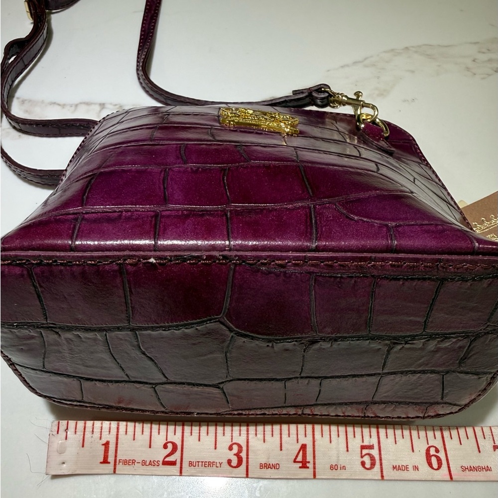 PRATESI Italian Firenze Leather Crossbody with Storage bag, Purple - Picture 6 of 16